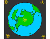 Dibujo Planeta Tierra pintado por meno