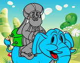 Dibujo Rey Baltasar en elefante pintado por XeniaSL