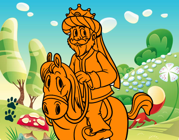 Dibujo Rey Gaspar a caballo pintado por XeniaSL