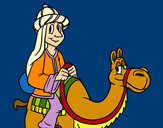 Dibujo Rey Melchor en camello pintado por queyla