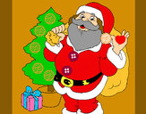 Dibujo Santa Claus y un árbol de navidad pintado por sirenitha