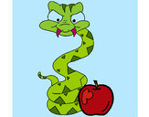 Dibujo Serpiente y manzana pintado por natalosa23