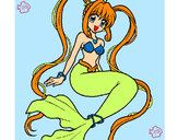 Dibujo Sirena con perlas pintado por bombastika