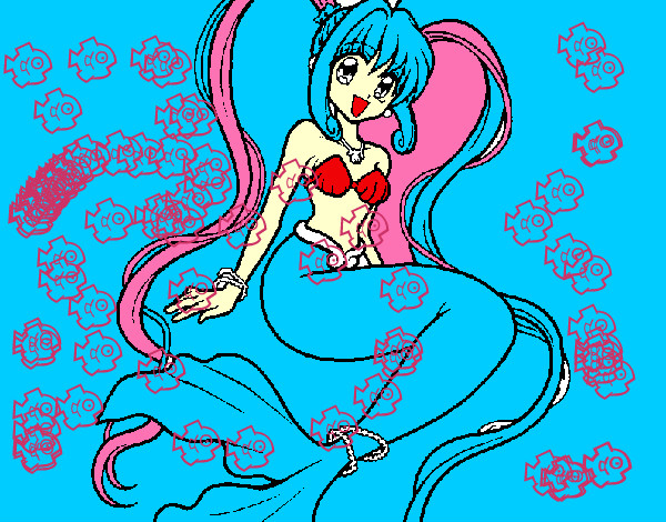 Dibujo Sirena con perlas pintado por esme1