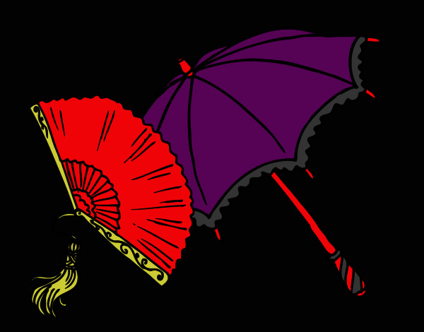 Dibujo Abanico y paraguas pintado por mika2012