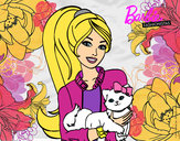 Dibujo Barbie con su linda gatita pintado por janami