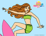 Dibujo Barbie surfeando pintado por fany