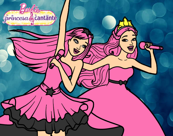 Dibujo Barbie y la princesa cantando pintado por daricoga