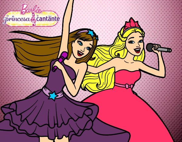 Dibujo Barbie y la princesa cantando pintado por Vanesa9797
