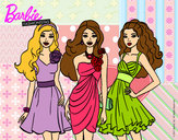 Dibujo Barbie y sus amigas vestidas de fiesta pintado por Aleja34444