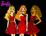Dibujo Barbie y sus amigas vestidas de fiesta pintado por yaranilove