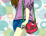 Dibujo Chica con bolso pintado por evalp