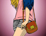 Dibujo Chica con bolso pintado por meritxell9