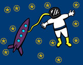 Dibujo Cohete y astronauta pintado por mikadela
