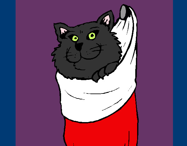 Dibujo Gato dentro de una calcetín pintado por alex146