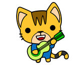 Dibujo Gato guitarrista pintado por candesanti