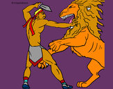 Dibujo Gladiador contra león pintado por enric05