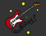 Dibujo Guitarra y estrellas pintado por alex124