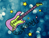 Dibujo Guitarra y estrellas pintado por evalp