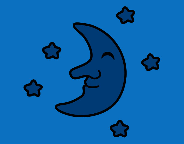 Dibujo Luna con estrellas pintado por alexa1009