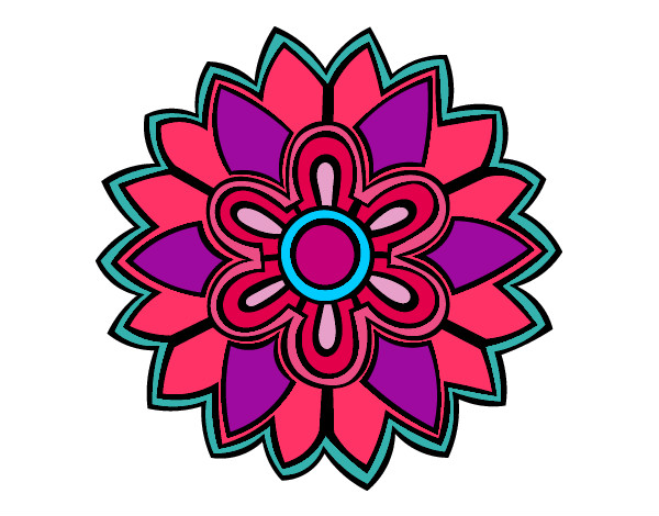 Dibujo Mándala con forma de flor weiss pintado por chikitita 