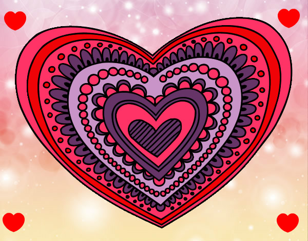 Dibujo Mandala corazón pintado por ydamar