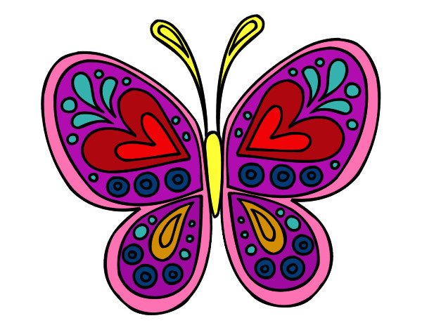 Dibujo Mandala mariposa pintado por cova