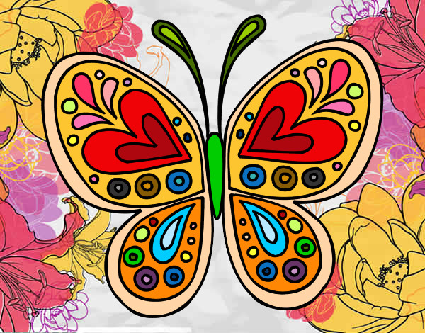 Dibujo Mandala mariposa pintado por rosser