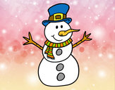 Dibujo Muñeco de nieve con sombrero pintado por jesuri