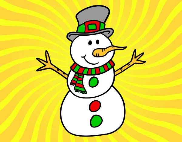 Dibujo Muñeco de nieve con sombrero pintado por Luciagm