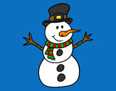 Dibujo Muñeco de nieve con sombrero pintado por panchipa