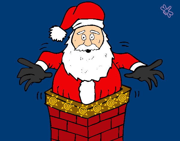 Dibujo Papa Noel en la chimenea pintado por Danneliese