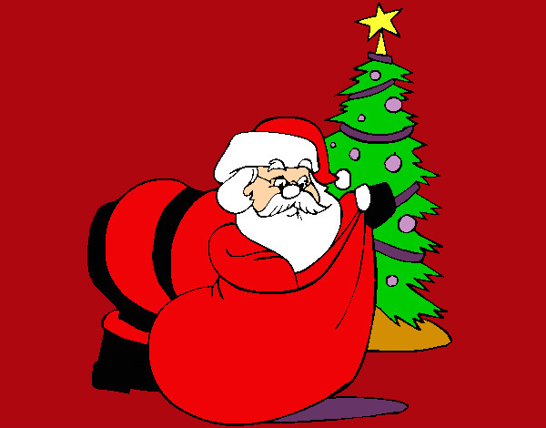 Dibujo Papa Noel repartiendo regalos 1 pintado por Danneliese