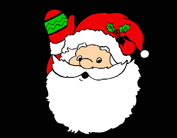 Dibujo Papa Noel saludando pintado por crisaba