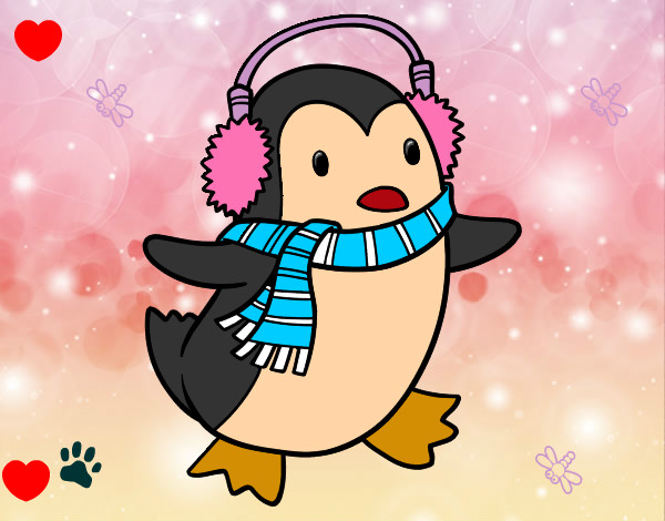 Dibujo Pingüino con bufanda pintado por 809vale