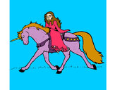 Dibujo Princesa en unicornio pintado por daniela23