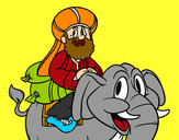 Dibujo Rey Baltasar en elefante pintado por cyntya 
