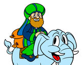 Dibujo Rey Baltasar en elefante pintado por nikolmaria