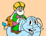 Dibujo Rey Baltasar en elefante pintado por Sarasha