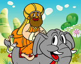 Dibujo Rey Baltasar en elefante pintado por sofi 