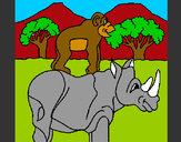 Dibujo Rinoceronte y mono pintado por federicci