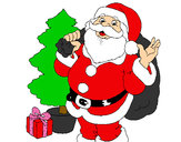 Dibujo Santa Claus y un árbol de navidad pintado por luzzz