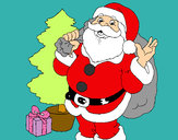 Dibujo Santa Claus y un árbol de navidad pintado por satar