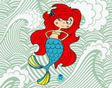 Dibujo Sirena con los brazos en la cardera pintado por Beberly
