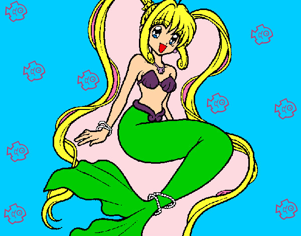 Dibujo Sirena con perlas pintado por Danneliese