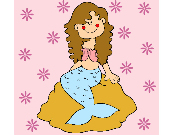 Dibujo Sirena sentada en una roca pintado por carmen-mg