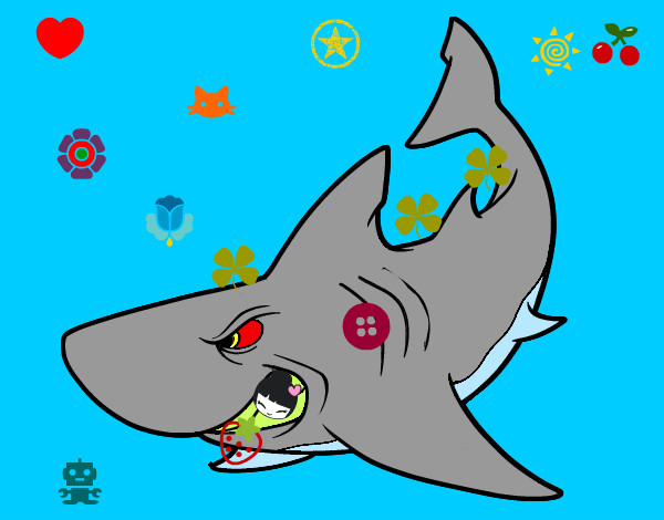 Dibujo Tiburón enfadado pintado por jescovi