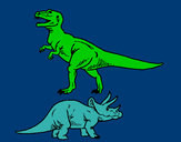 Dibujo Triceratops y tiranosaurios rex pintado por federicci