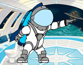 Dibujo Astronauta con cohete pintado por JOHA2