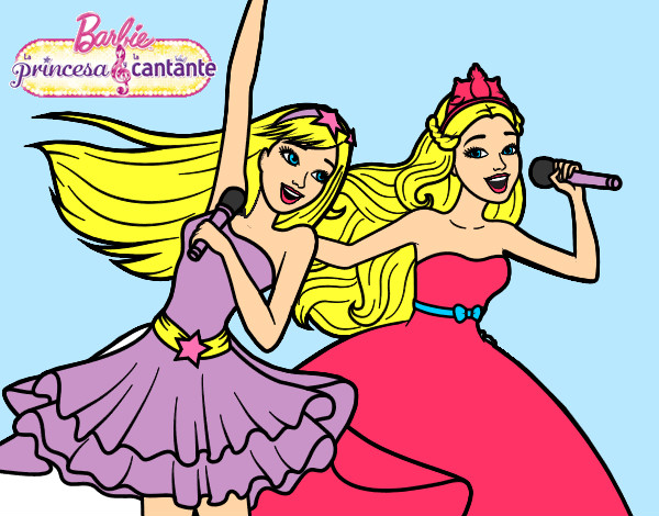 Dibujo Barbie y la princesa cantando pintado por cynthikapa